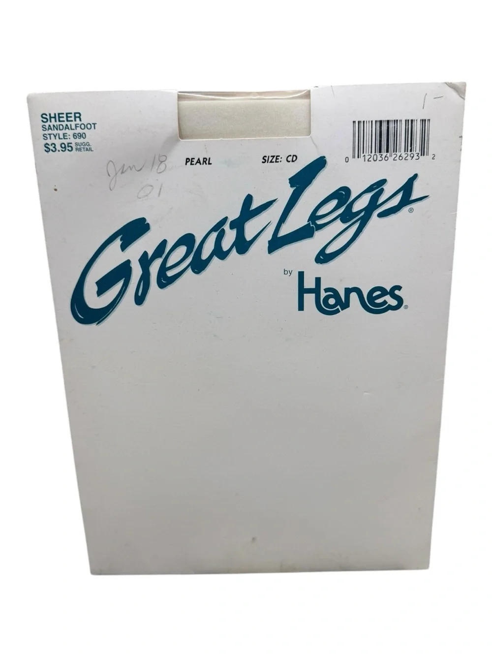 Great Legs by Hanes Sheer Sandalfoot Pantyhose Pearl Size CD Style 690 Nylon